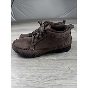 Skechers Chelsea Boots Womens 9.5 Bikers Lineage Round Toe Laced Up Casual Brown